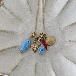 Collier charm s lucky blue