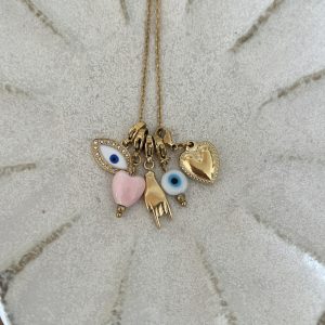 Collier charm s pink eyes
