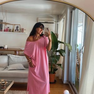 Robe t shirt fluide rose