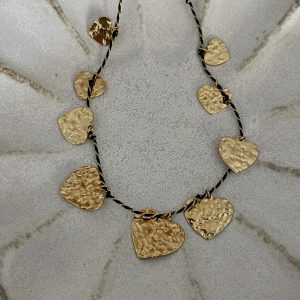 Collier cœurs  martelés