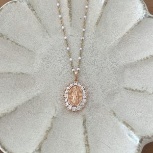 Collier madone glitter blanc