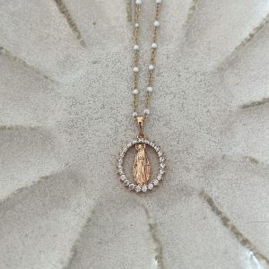 Collier madone ajourée blanc