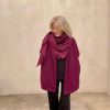 Maxi étole bandana laine bordeaux
