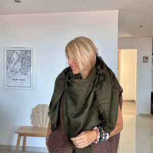 Maxi étole bandana laine verte