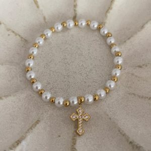 Collier New Bali pearl croix