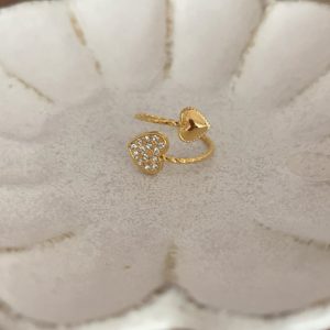 Bague double cœur