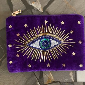 Pochette eyes velours violette