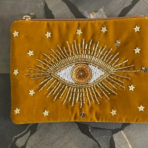 Pochette eyes moutarde