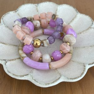 Trio bracelets pink violet