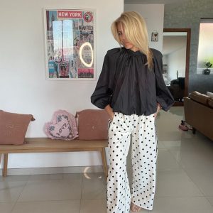 Pantalon à pois blanc