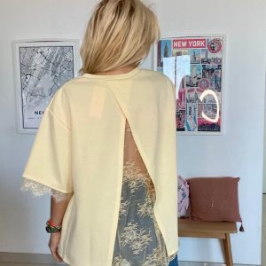 Top dentelle jaune dos