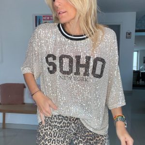 T shirt sequins Soho noir