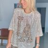 T shirt sequins LA beige