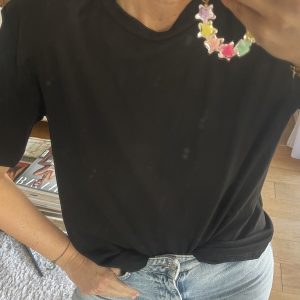 T shirt épaulettes noir