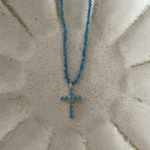 Collier croix turquoise
