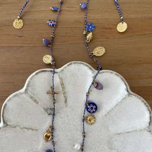 Sautoir grigri madone bleu