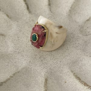 Bague big ivoire pink