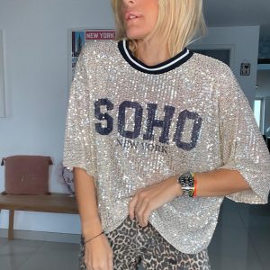 T shirt sequins Soho marine