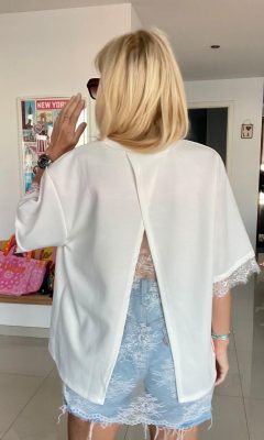 Top dentelle dos blanc