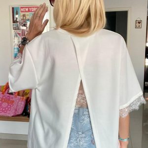 Top dentelle dos blanc