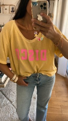 Top disco jaune