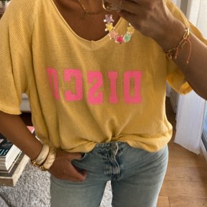 Top disco jaune
