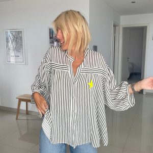 Blouse oversize iconic rayée kaki