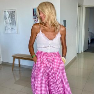 Pantalon vichy rose