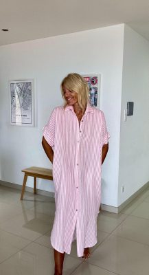 Robe rayée pastel pink