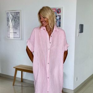 Robe rayée pastel pink