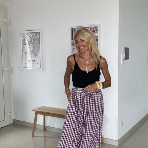 Pantalon vichy oversize violet