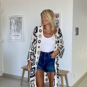 Kimono marine et ivoire