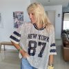 T shirt New York sequins marine
