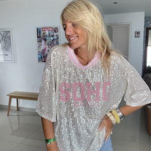 T shirt Soho sequins baby pink