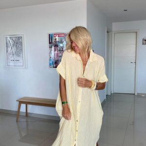 Robe rayée jaune
