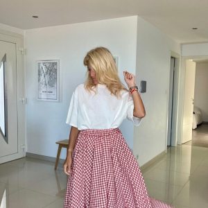 Jupe vichy brique
