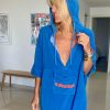 Poncho surf bleu / orange