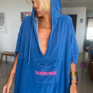 Poncho surf bleu / rose