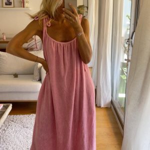 Robe éponge longue rose
