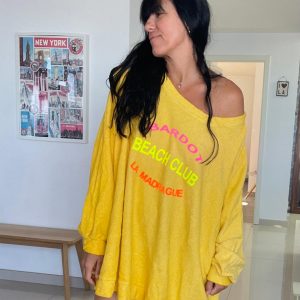 Sweat / robe éponge bardot jaune
