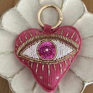 Porte clé cœur eyes rose foncé