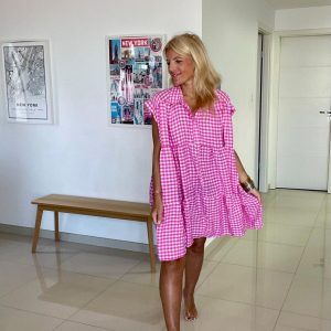 Robe babydoll rose