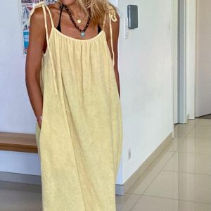 Robe éponge longue jaune
