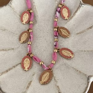 Collier bandana madone rose