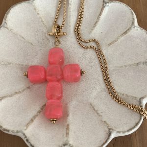 Sautoir mini Maldives rose fluo